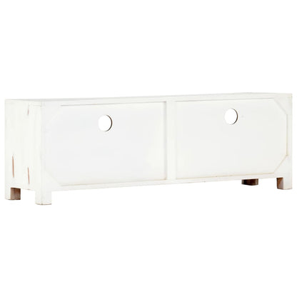 Mobile Porta TV Bianco 120x30x40 cm in Legno Massello di Acacia