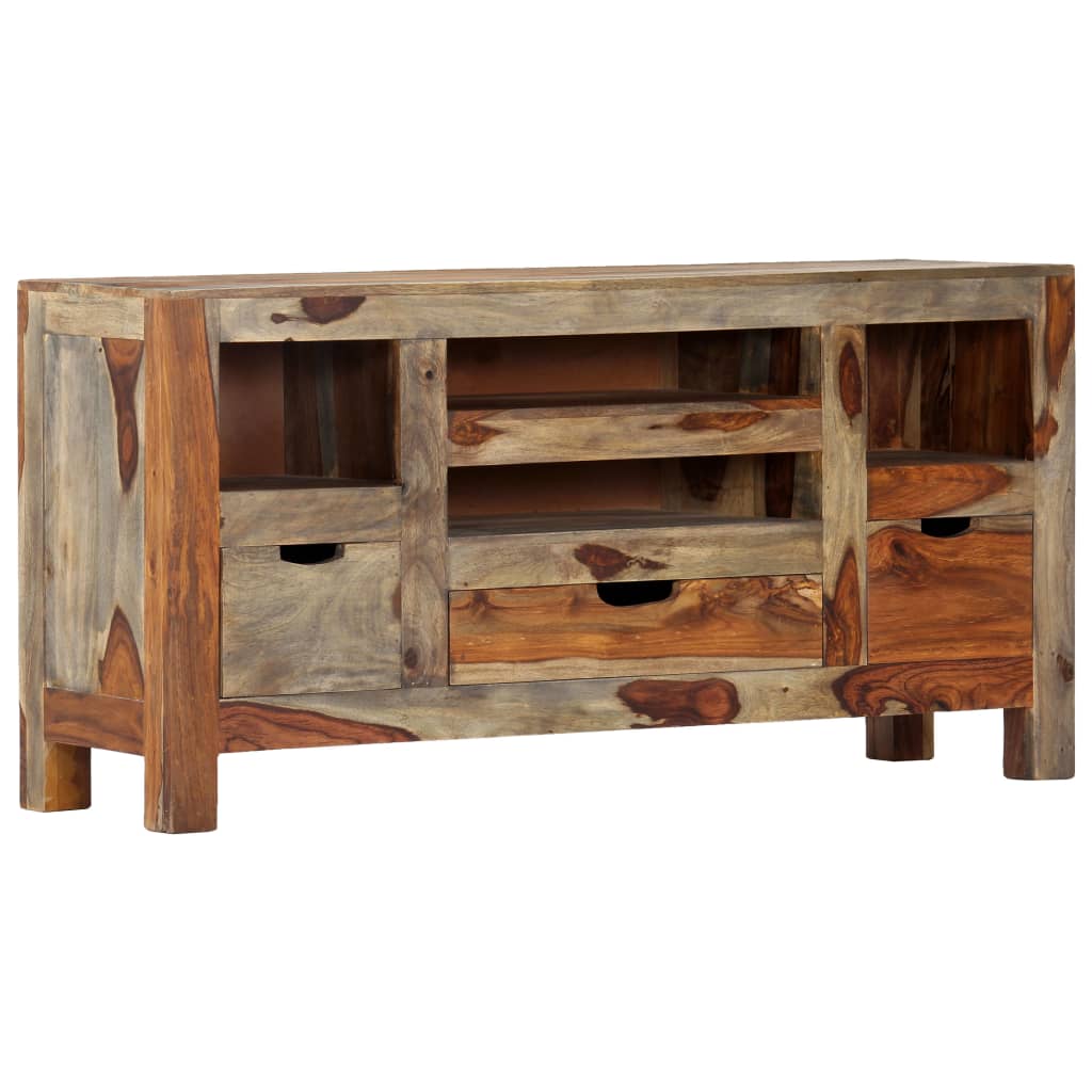 Credenza Grigia 100x30x50 cm in Legno Massello di Acacia - homemem39