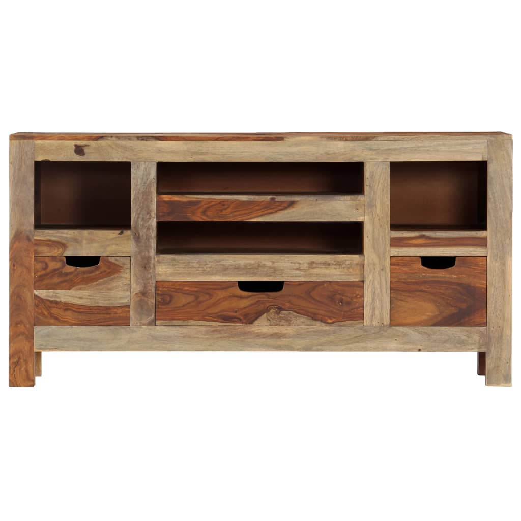 Credenza Grigia 100x30x50 cm in Legno Massello di Acacia - homemem39