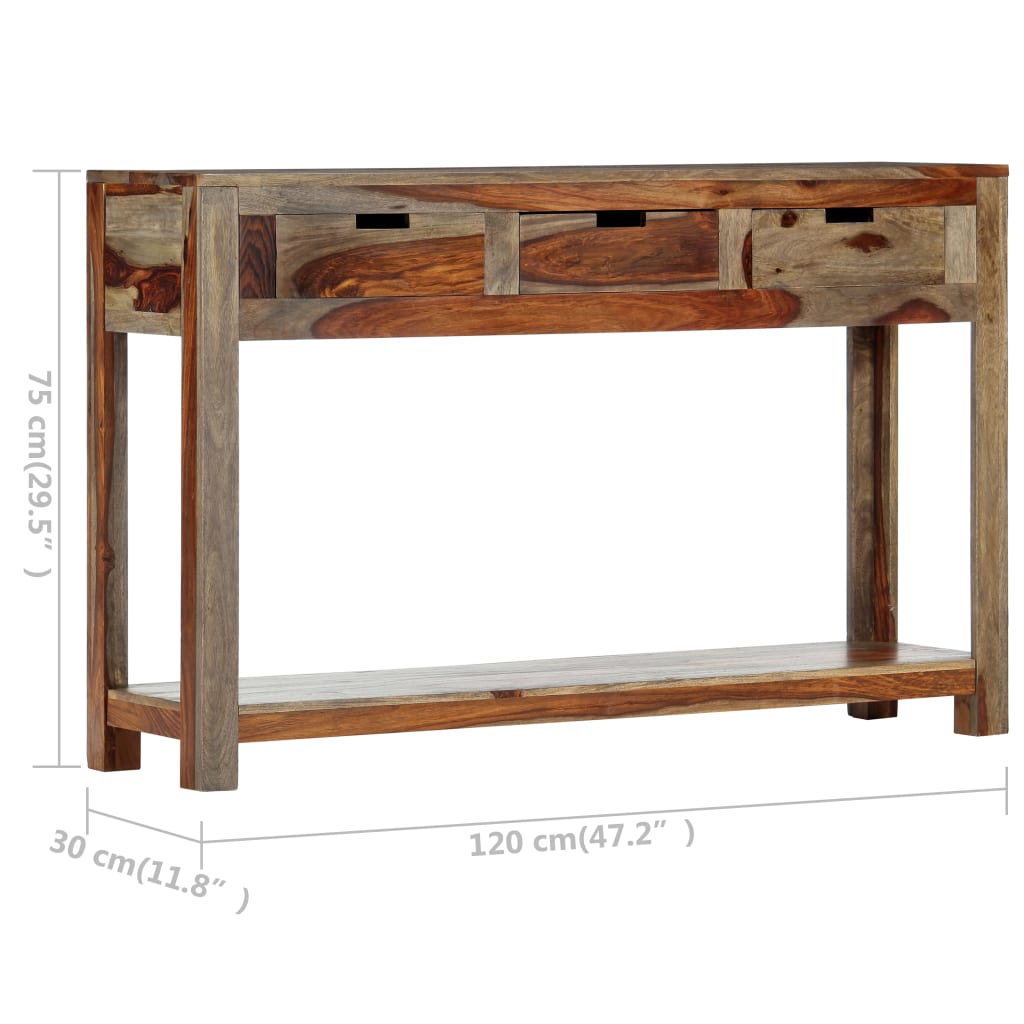 Console Table with 3 Drawers 120x30x75 cm Sheesham Wood