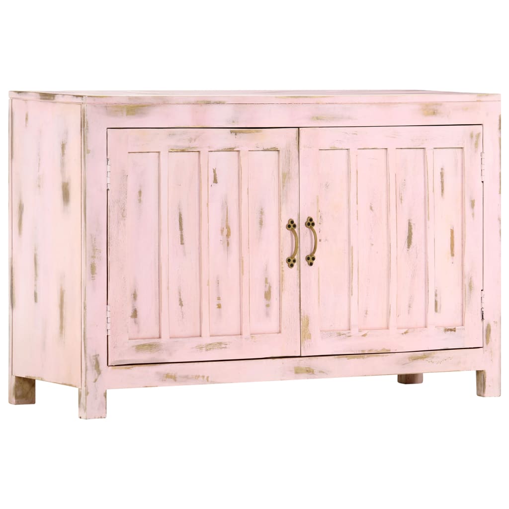 Credenza Rosa Chiaro 110x35x70 cm in Legno Massello di Mango - homemem39