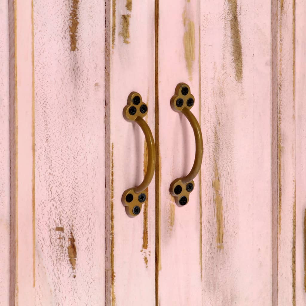 Credenza Rosa Chiaro 110x35x70 cm in Legno Massello di Mango - homemem39