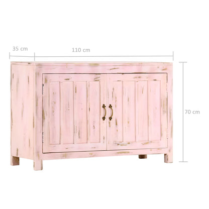 Credenza Rosa Chiaro 110x35x70 cm in Legno Massello di Mango - homemem39