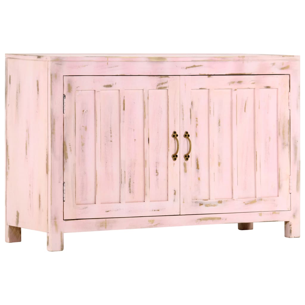 Credenza Rosa Chiaro 110x35x70 cm in Legno Massello di Mango - homemem39