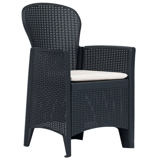 Sedie da Giardino 2 pz Cuscino Antracite Plastica Stile Rattan | homemem39