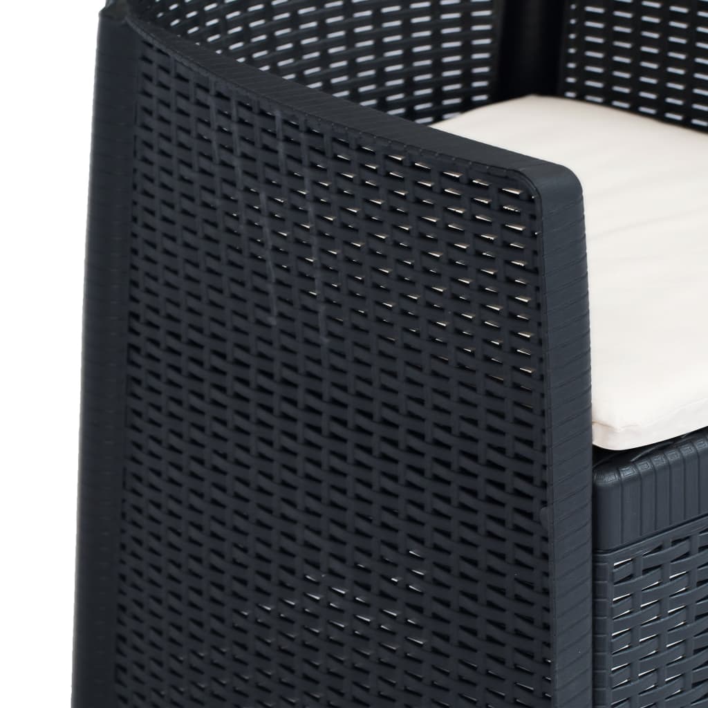 Sedie da Giardino 2 pz Cuscino Antracite Plastica Stile Rattan | homemem39