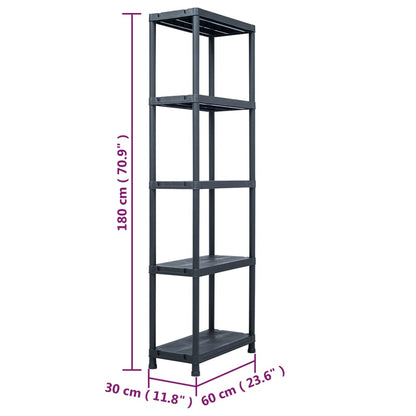 Scaffale Nero 125 kg 60x30x180 cm in Plastica - homemem39