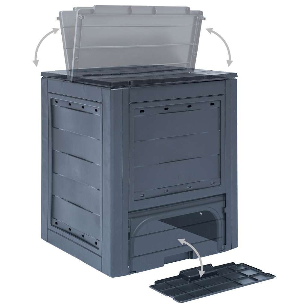 Compostiera da Giardino 60x60x73 cm 260 L Grigia