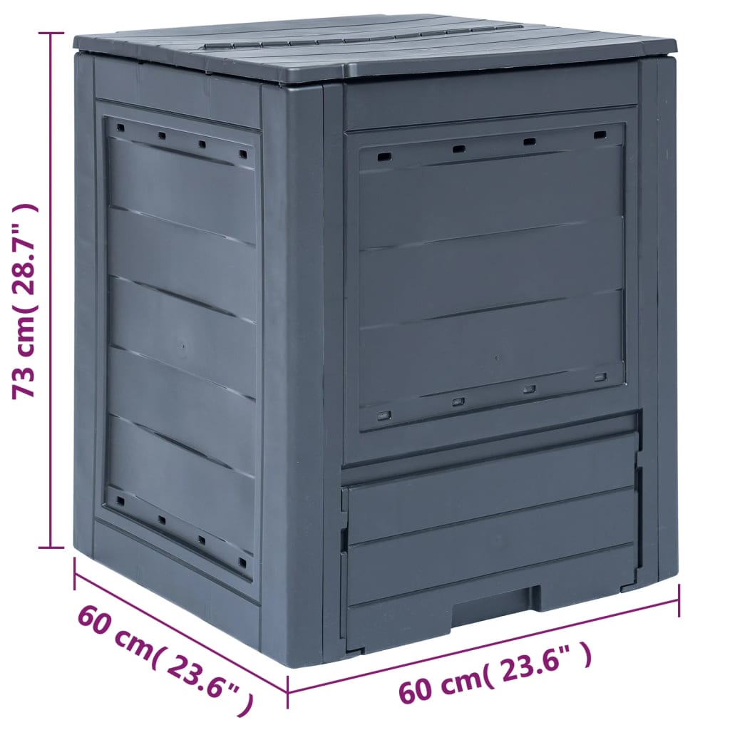 Compostiera da Giardino 60x60x73 cm 260 L Grigia - homemem39