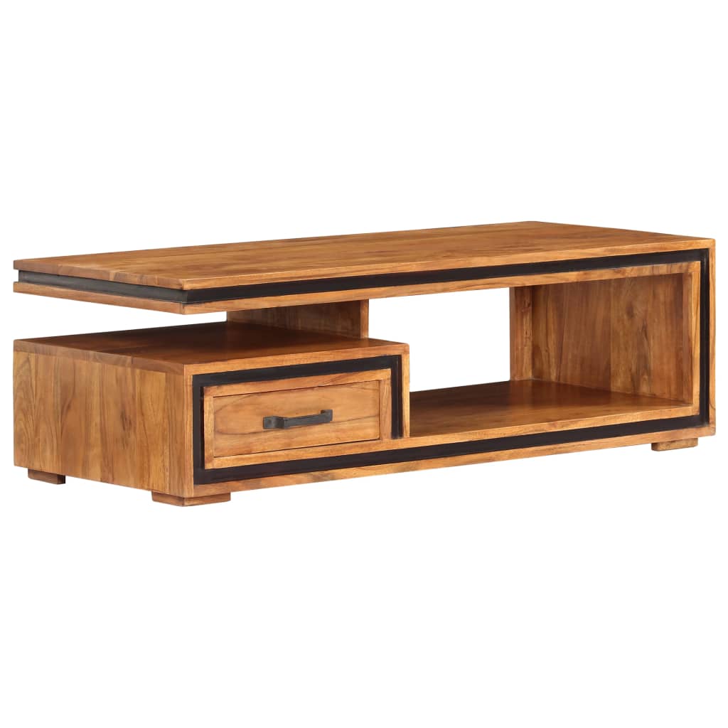 Tavolino da Salotto 100x45x33 cm in Legno Massello di Acacia