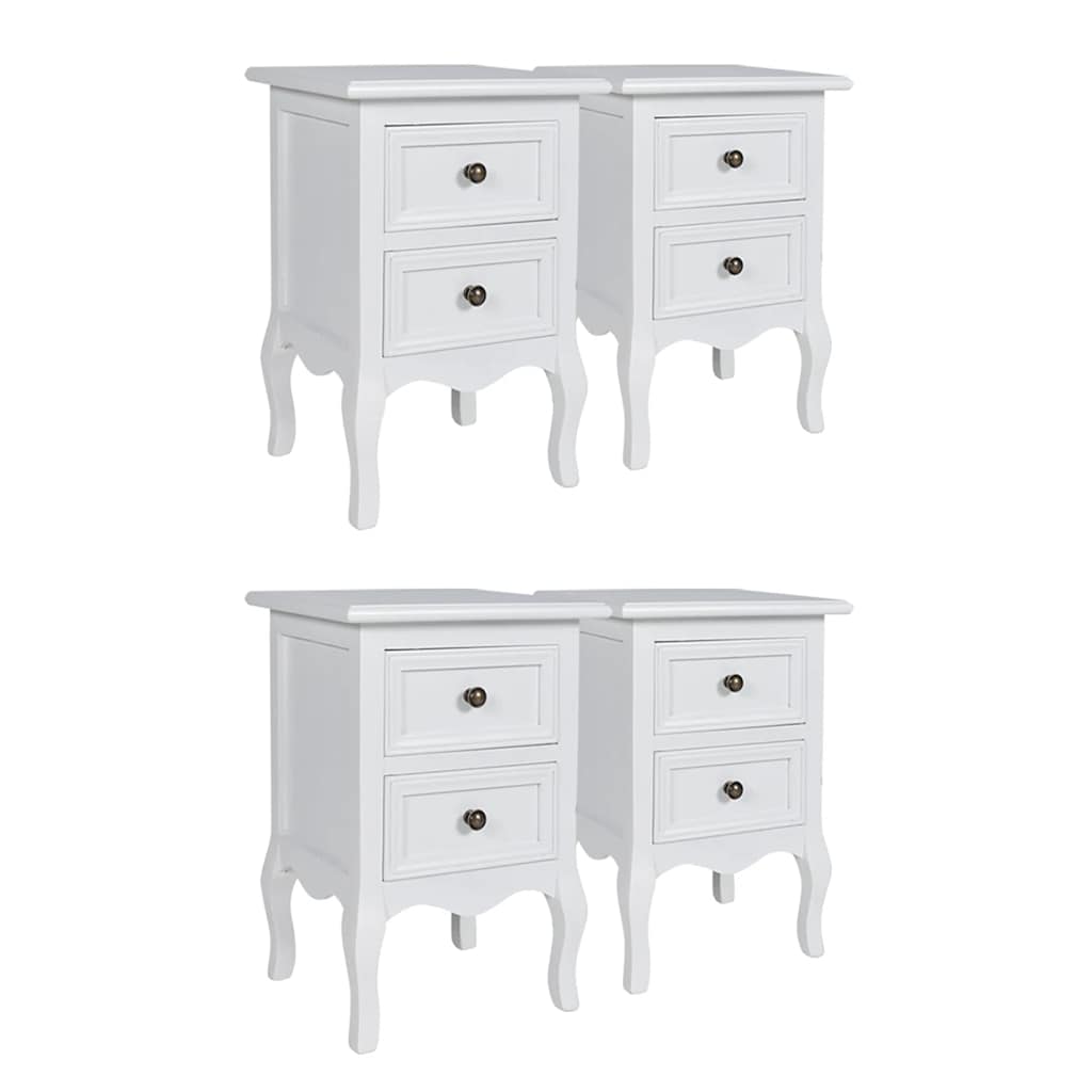 Set Comodini con 2 Cassetti 4 pz in MDF Bianchi | homemem39