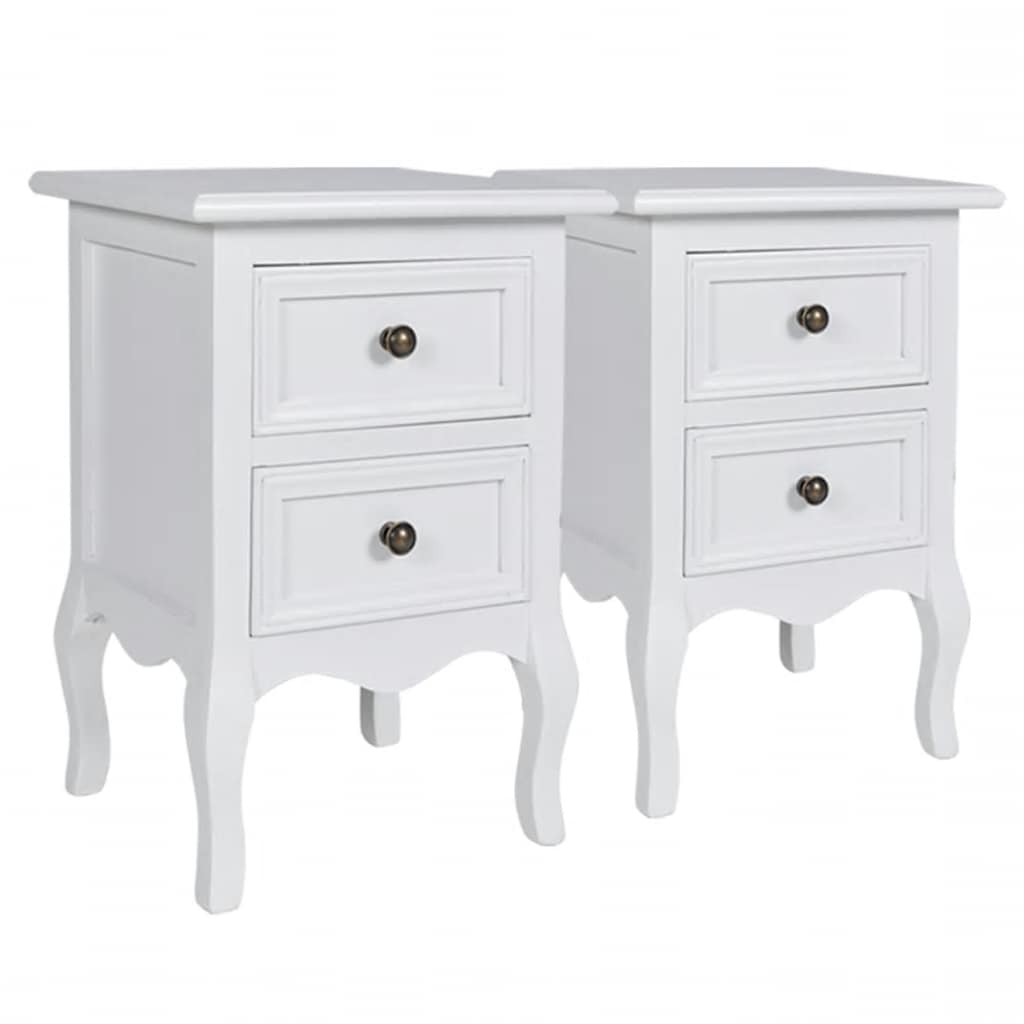 Set Comodini con 2 Cassetti 4 pz in MDF Bianchi | homemem39