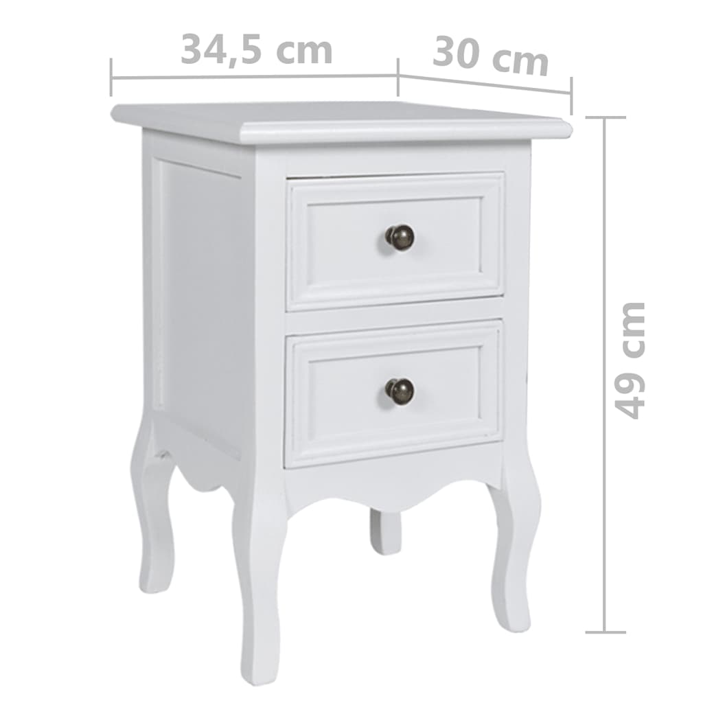 Set Comodini con 2 Cassetti 4 pz in MDF Bianchi | homemem39