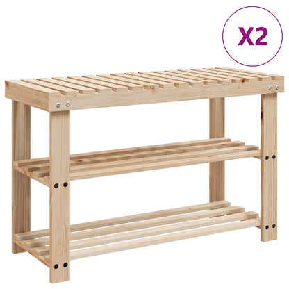 Scarpiera 2 in 1 con Piano d'Appoggio 2 pz in Legno Massello | homemem39