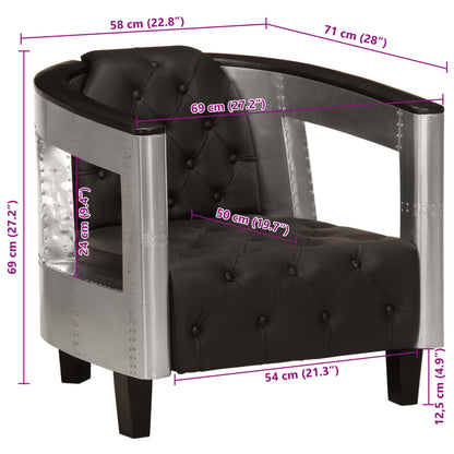 Poltrona in Stile Aviatore Nera in Vera Pelle - homemem39