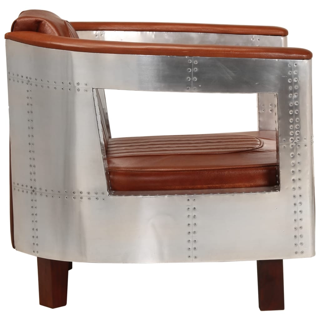 Poltrona in Stile Aviatore Marrone in Vera Pelle - homemem39