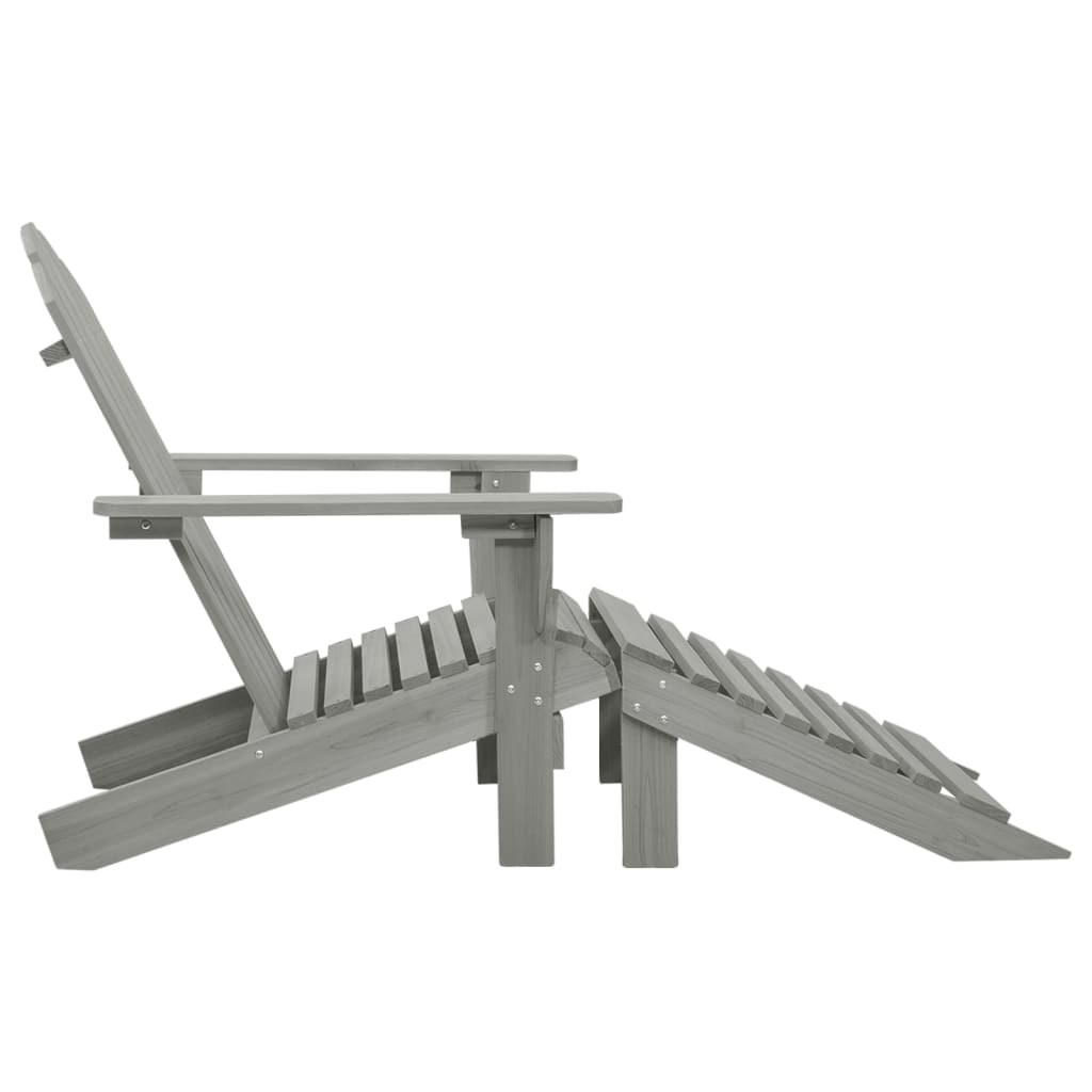 Sedia da Giardino con Poggiapiedi in Legno Grigio | homemem39