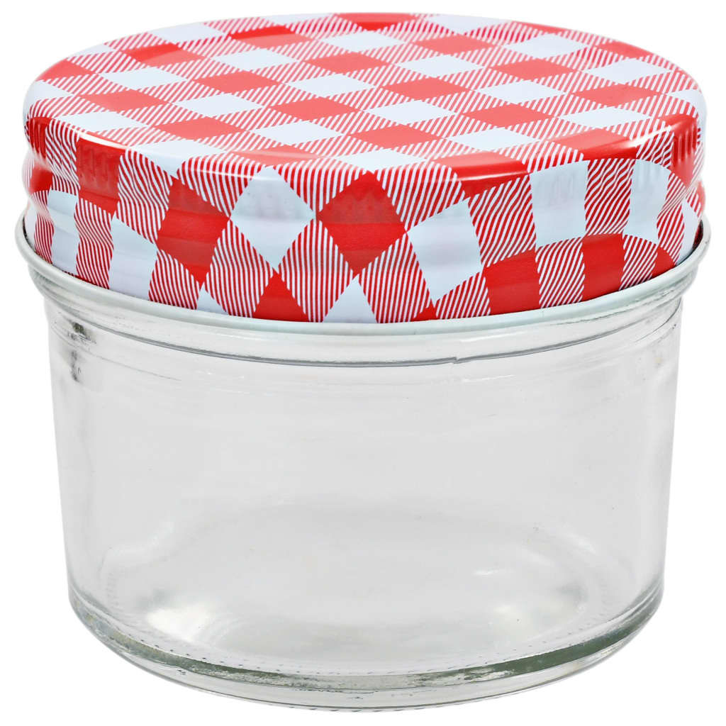 Vasi Marmellata in Vetro Coperchio Bianco e Rosso 24 pz 110 ml - homemem39