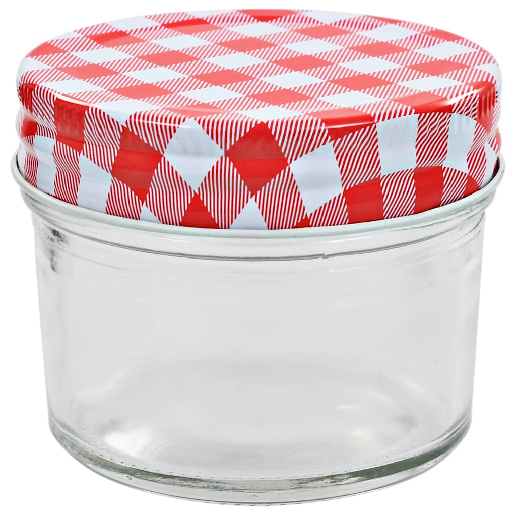Vasi Marmellata in Vetro Coperchio Bianco e Rosso 24 pz 110 ml
