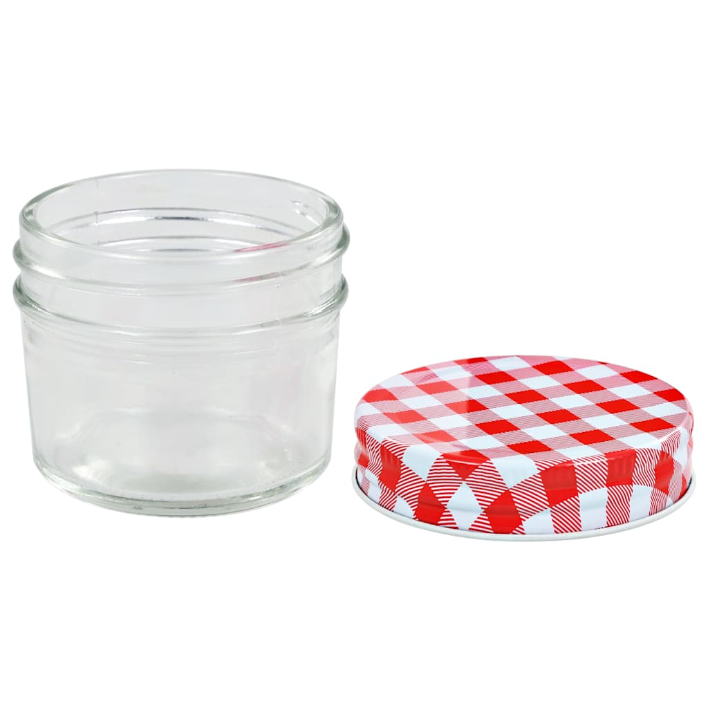 Vasi Marmellata in Vetro Coperchio Bianco e Rosso 24 pz 110 ml