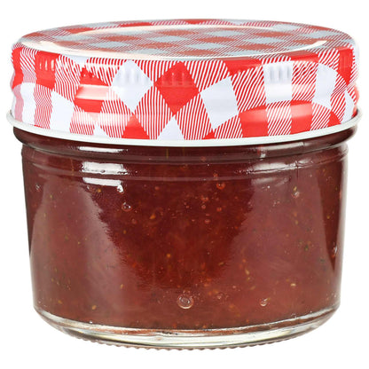 Vasi Marmellata in Vetro Coperchio Bianco e Rosso 96 pz 110 ml - homemem39