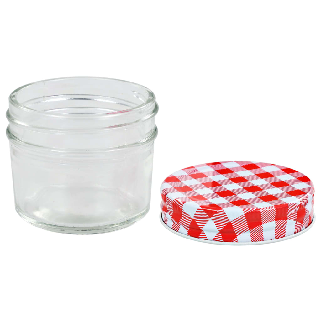 Vasi Marmellata in Vetro Coperchio Bianco e Rosso 96 pz 110 ml
