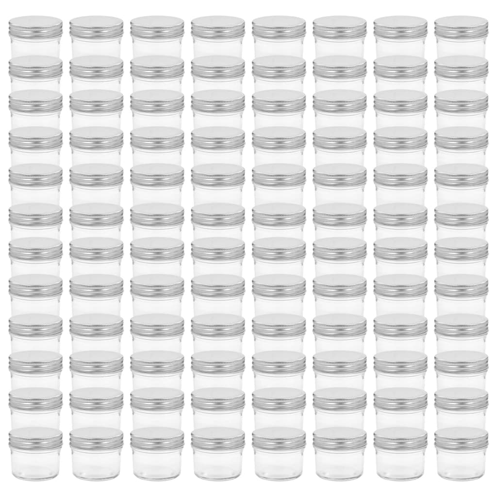 Vaso per Marmellata in Vetro Coperchio Argento 96 pz 110 ml - homemem39
