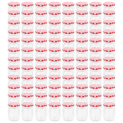Vasi Marmellata in Vetro Coperchio Bianco e Rosso 96 pz 230 ml - homemem39