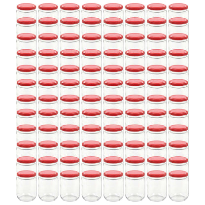 Vasi per Marmellata in Vetro Coperchio Rosso 96 pz 230 ml - homemem39