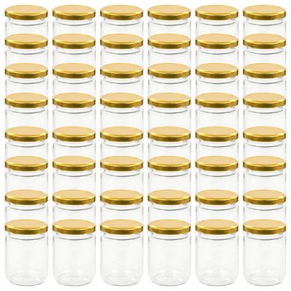 Vasi per Marmellata in Vetro Coperchio Oro 48 pz 230 ml - homemem39