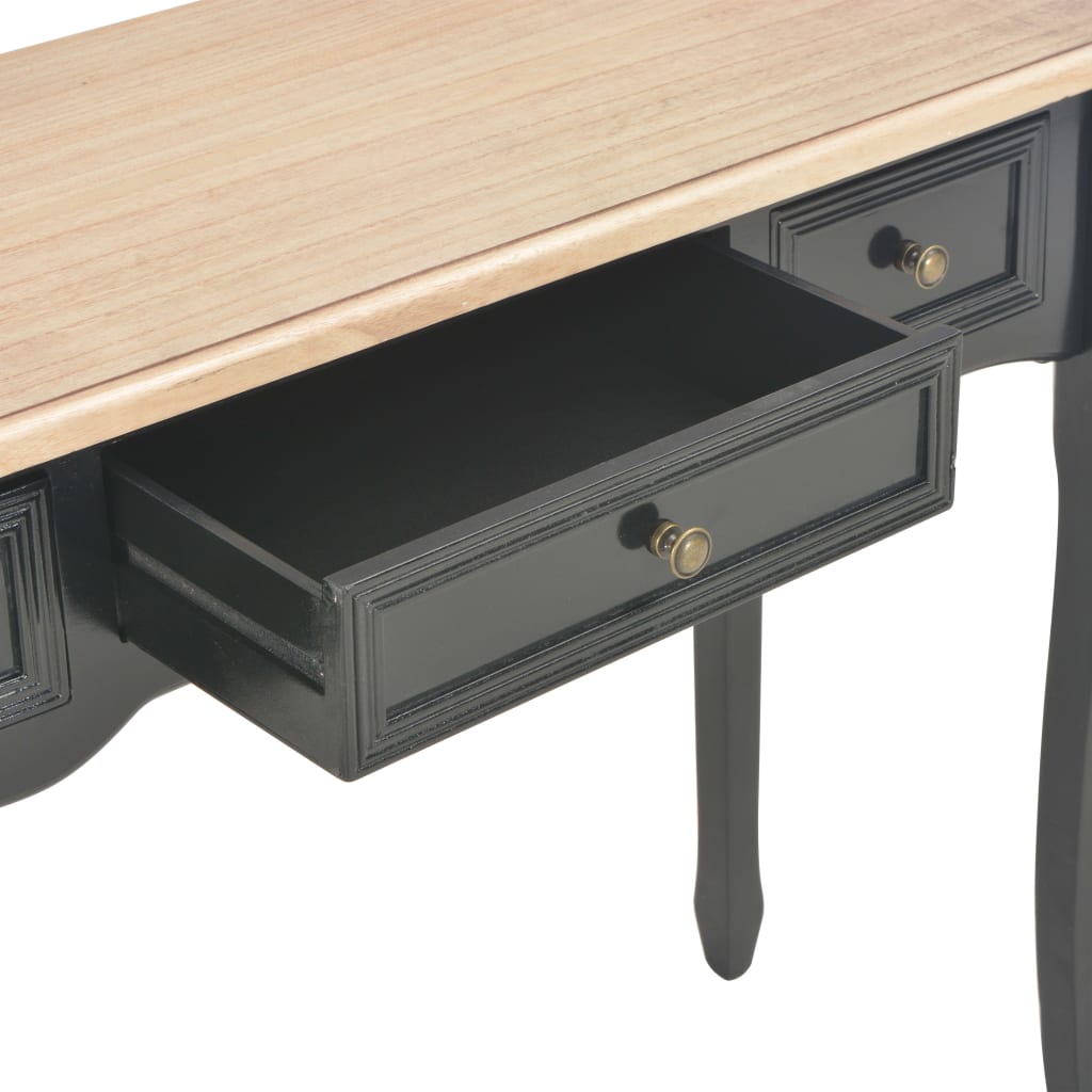 280046 vidaXL Dressing Console Table with 3 Drawers Black | homemem39