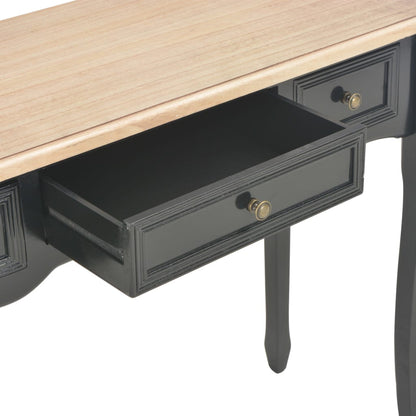 280046 vidaXL Dressing Console Table with 3 Drawers Black | homemem39