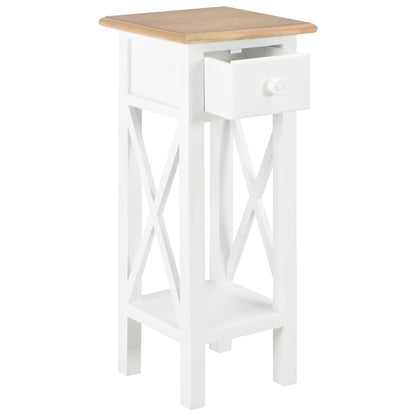Tavolino Laterale Bianco 27x27x65,5 cm in Legno