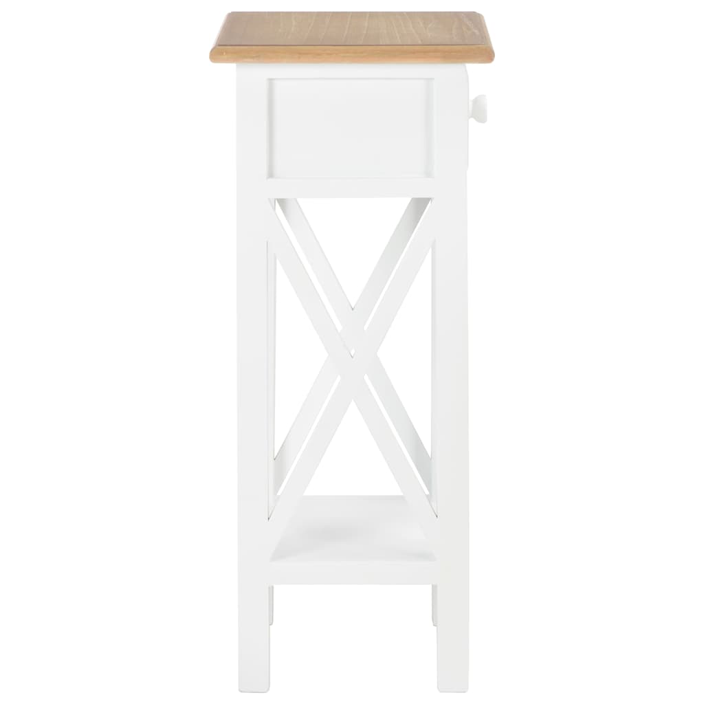 Tavolino Laterale Bianco 27x27x65,5 cm in Legno
