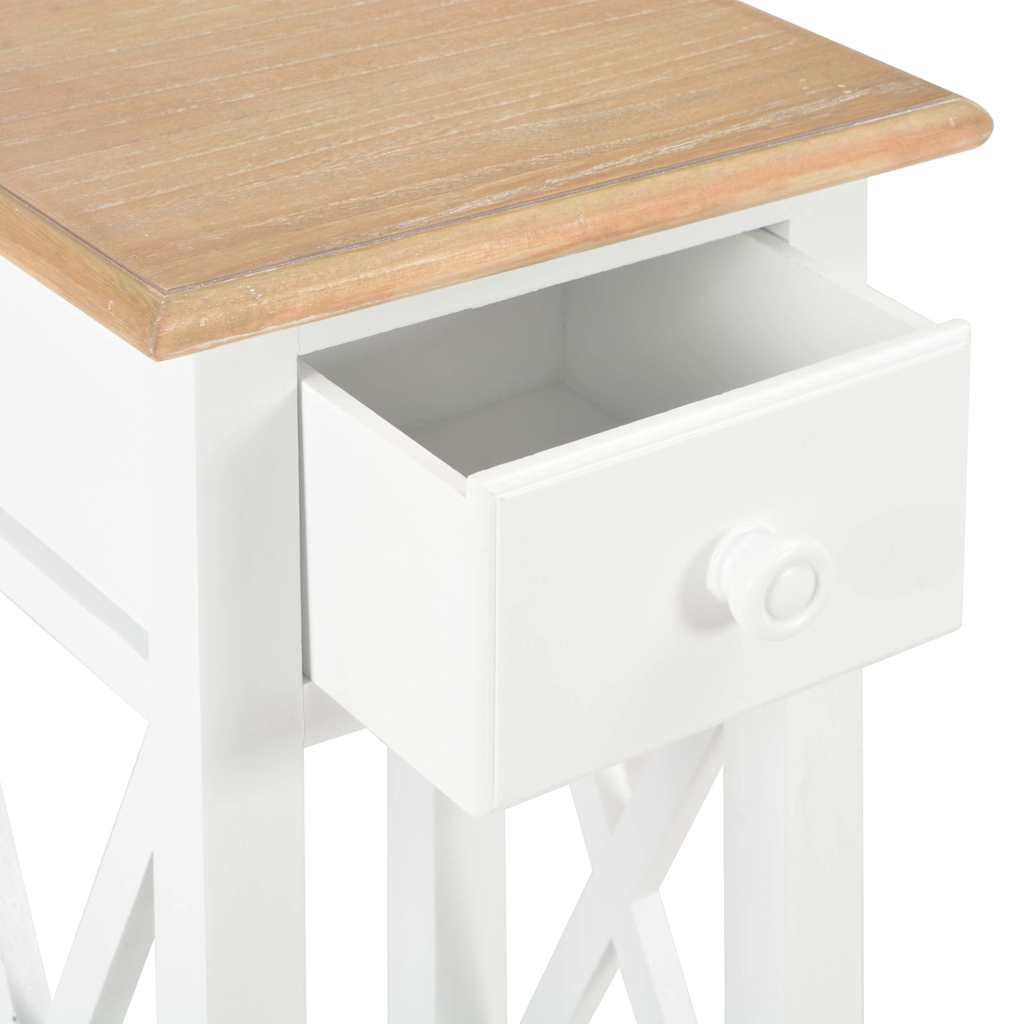 Tavolino Laterale Bianco 27x27x65,5 cm in Legno