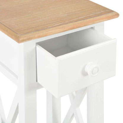 Tavolino Laterale Bianco 27x27x65,5 cm in Legno