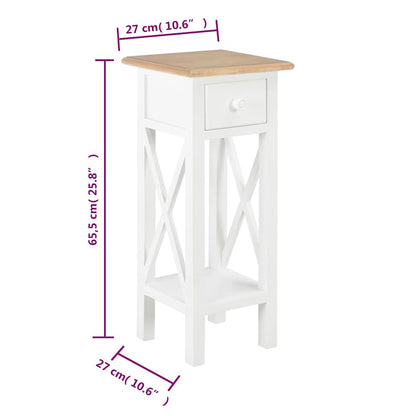 Tavolino Laterale Bianco 27x27x65,5 cm in Legno