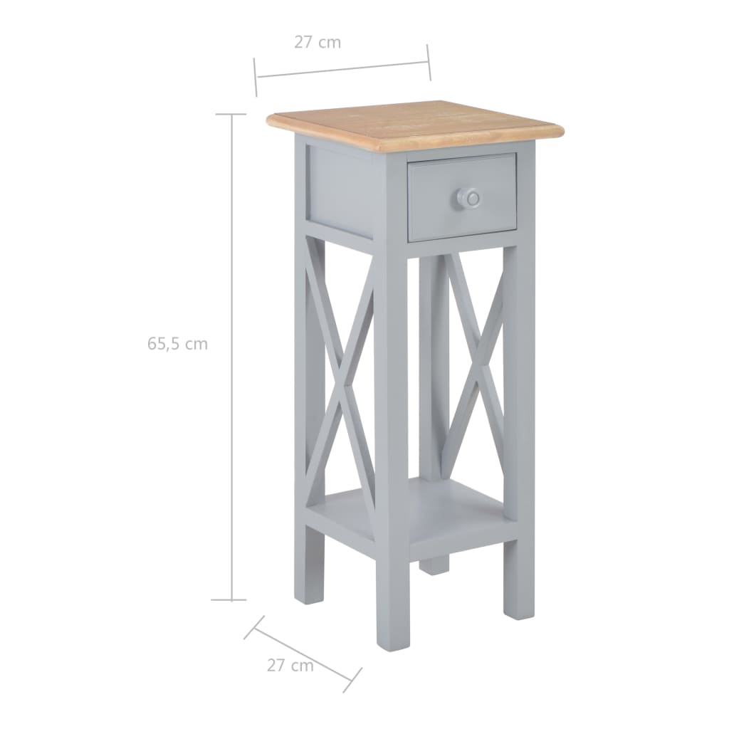 Tavolino Laterale Grigio 27x27x65,5 cm in Legno - homemem39