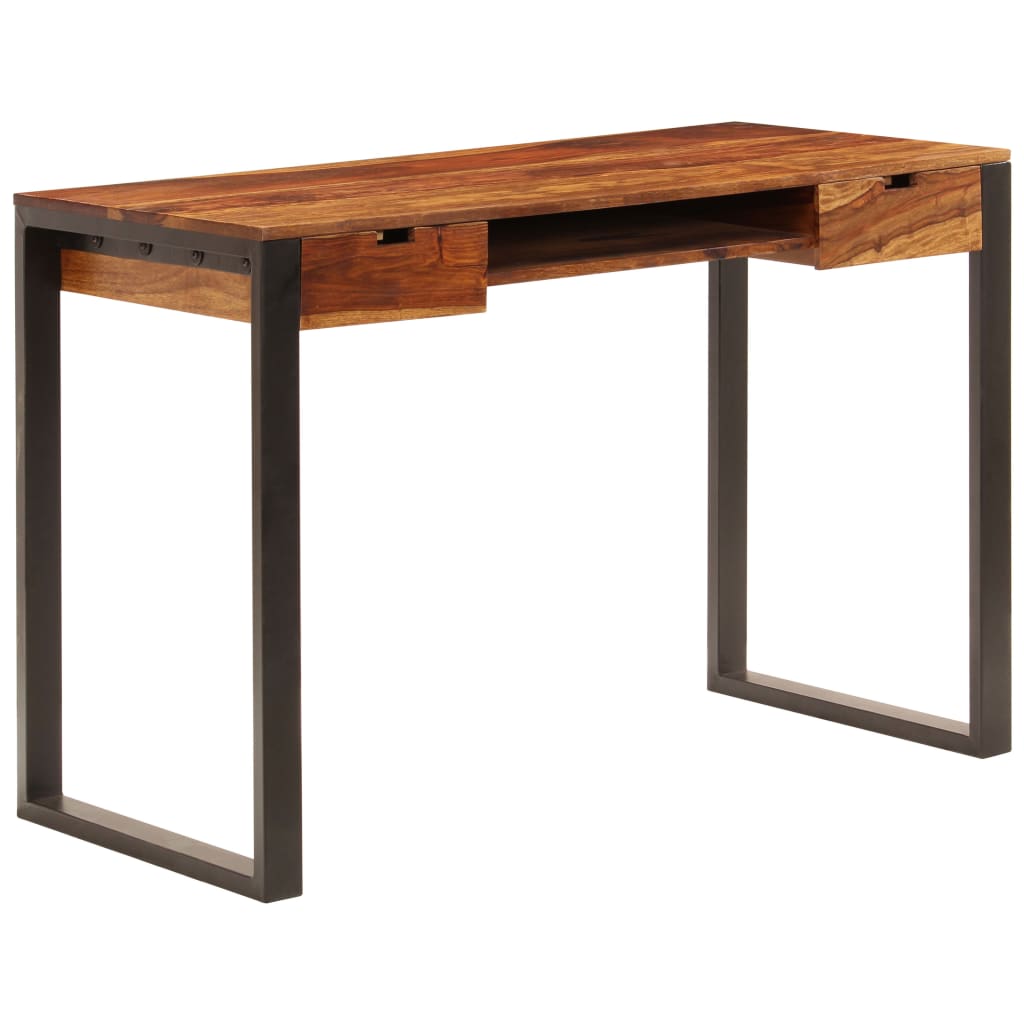Scrivania 110x55x78 cm Massello di Acacia e Acciaio | homemem39