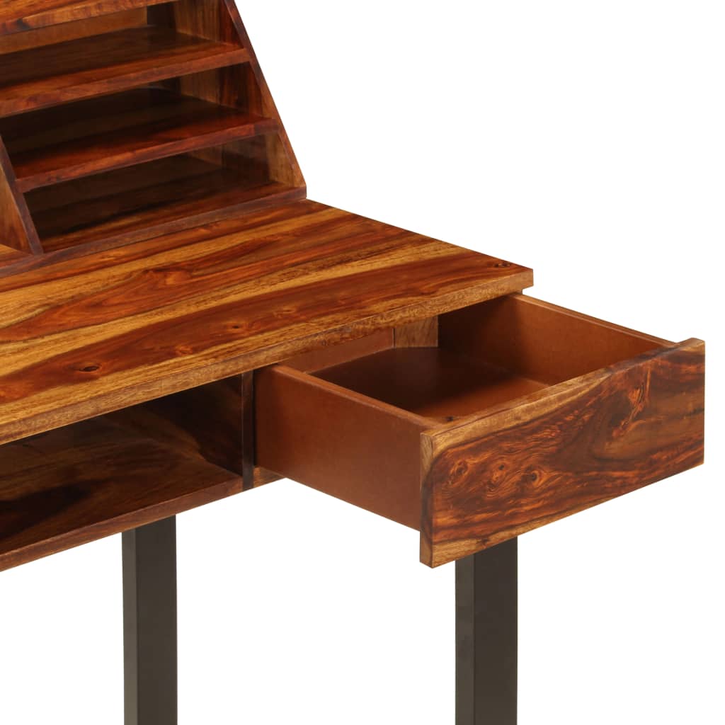 Scrivania 110x50x94 cm Massello di Acacia e Acciaio - homemem39