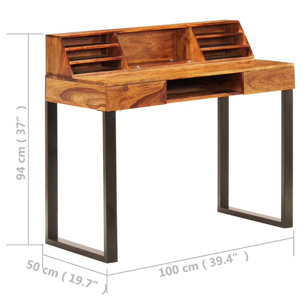 Scrivania 110x50x94 cm Massello di Acacia e Acciaio - homemem39