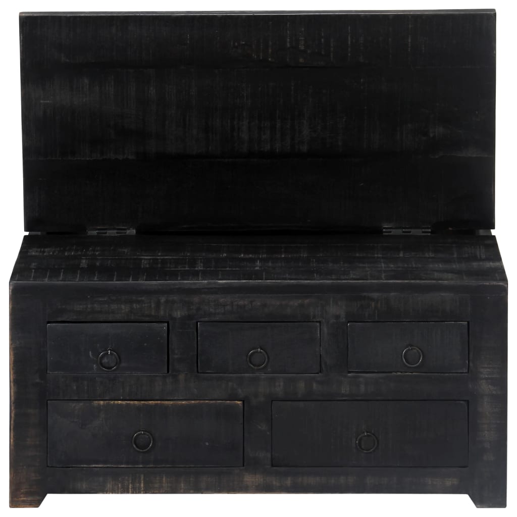 Tavolino da Salotto Nero 65x65x30 cm in Legno Massello di Mango - homemem39