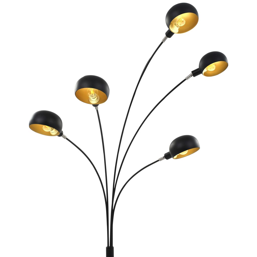 Lampada da Terra 200 cm 5 Bulbi E14 Nero e Oro - homemem39