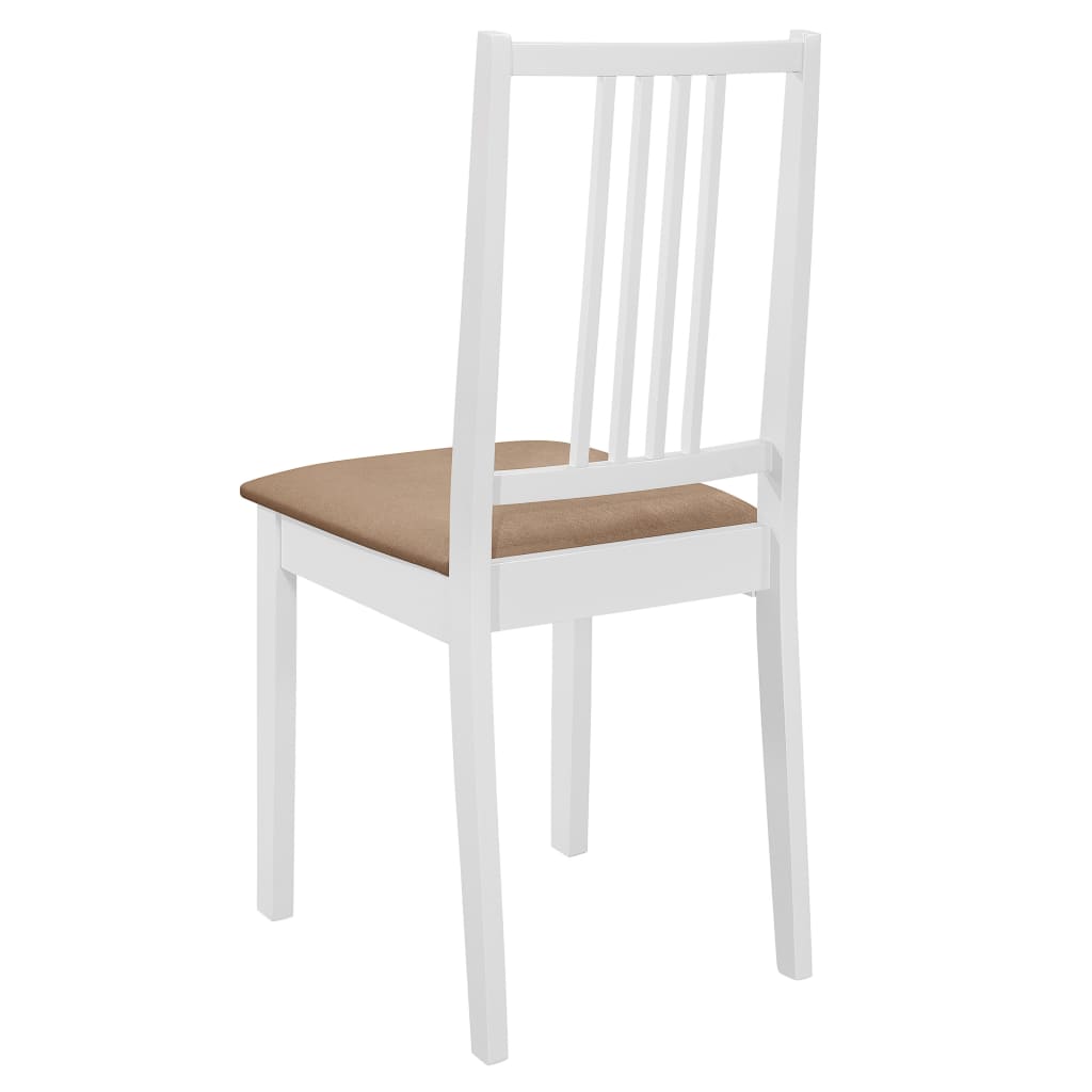 Sedie da Pranzo con Cuscini 4 pz Bianche in Legno Massello | homemem39
