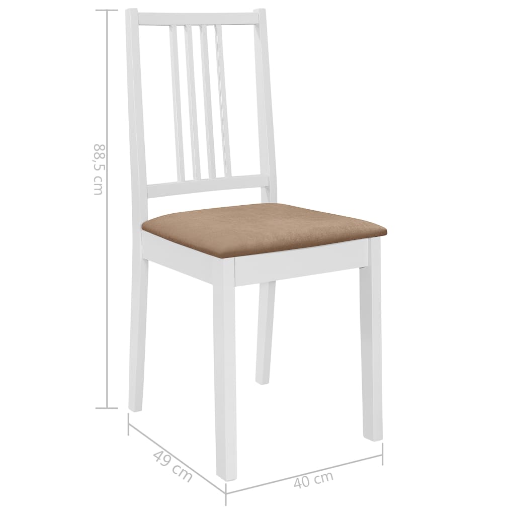Sedie da Pranzo con Cuscini 4 pz Bianche in Legno Massello | homemem39
