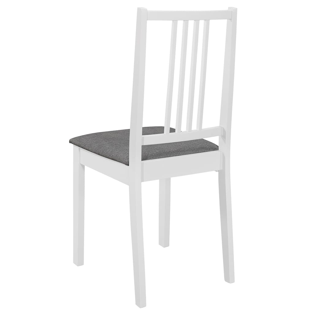 Sedie da Pranzo con Cuscini 4 pz Bianche in Legno Massello | homemem39