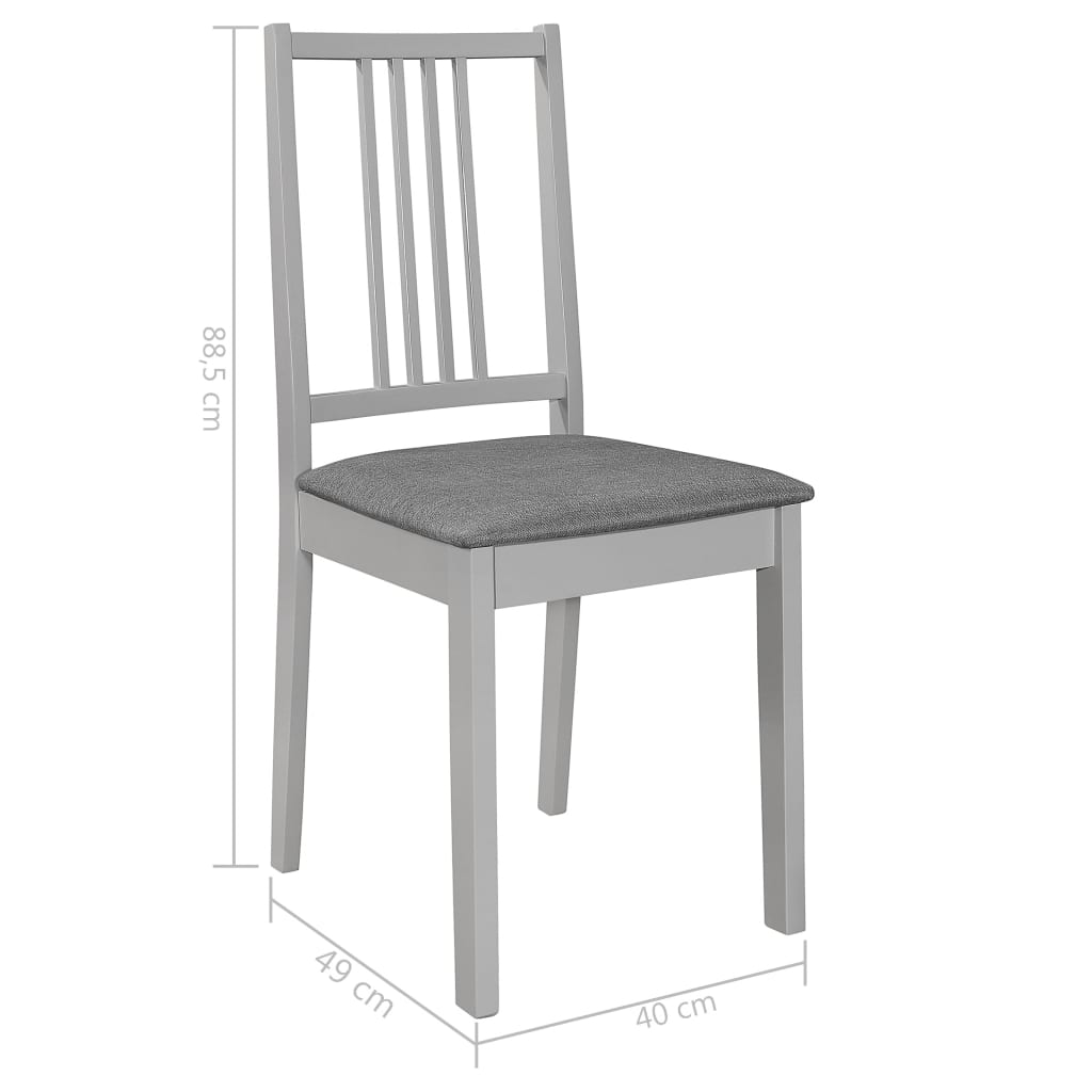 Sedie da Pranzo con Cuscini 2 pz Grigie in Legno Massello | homemem39