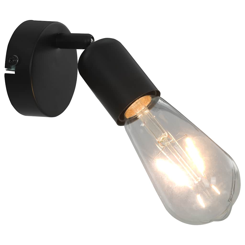 Faretti 2 pz con Lampadine a Incandescenza 2 W Nero E27 - homemem39