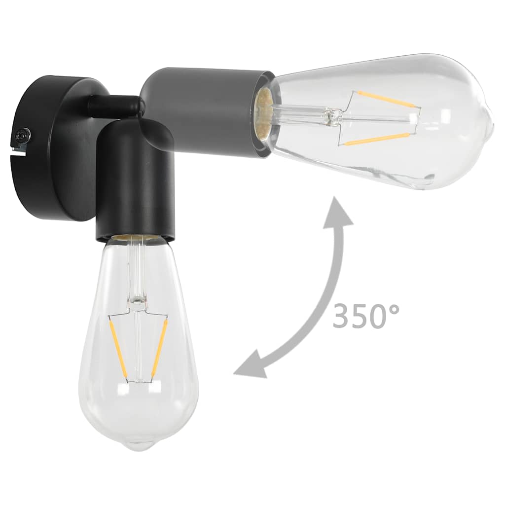 Faretti 2 pz con Lampadine a Incandescenza 2 W Nero E27 - homemem39