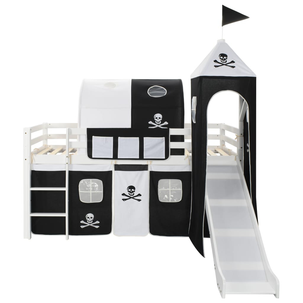 Letto a Castello per Bambini Scivolo e Scala in Pino 97x208cm - homemem39